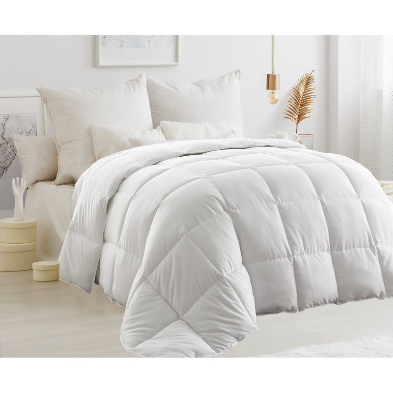 Comfydown White Comforter - Hypoallergenic, Washable, Breathable, Goose Down, 800 Fill Power, With 300 Thread Count Cotton Cover -Made In USA - Twin