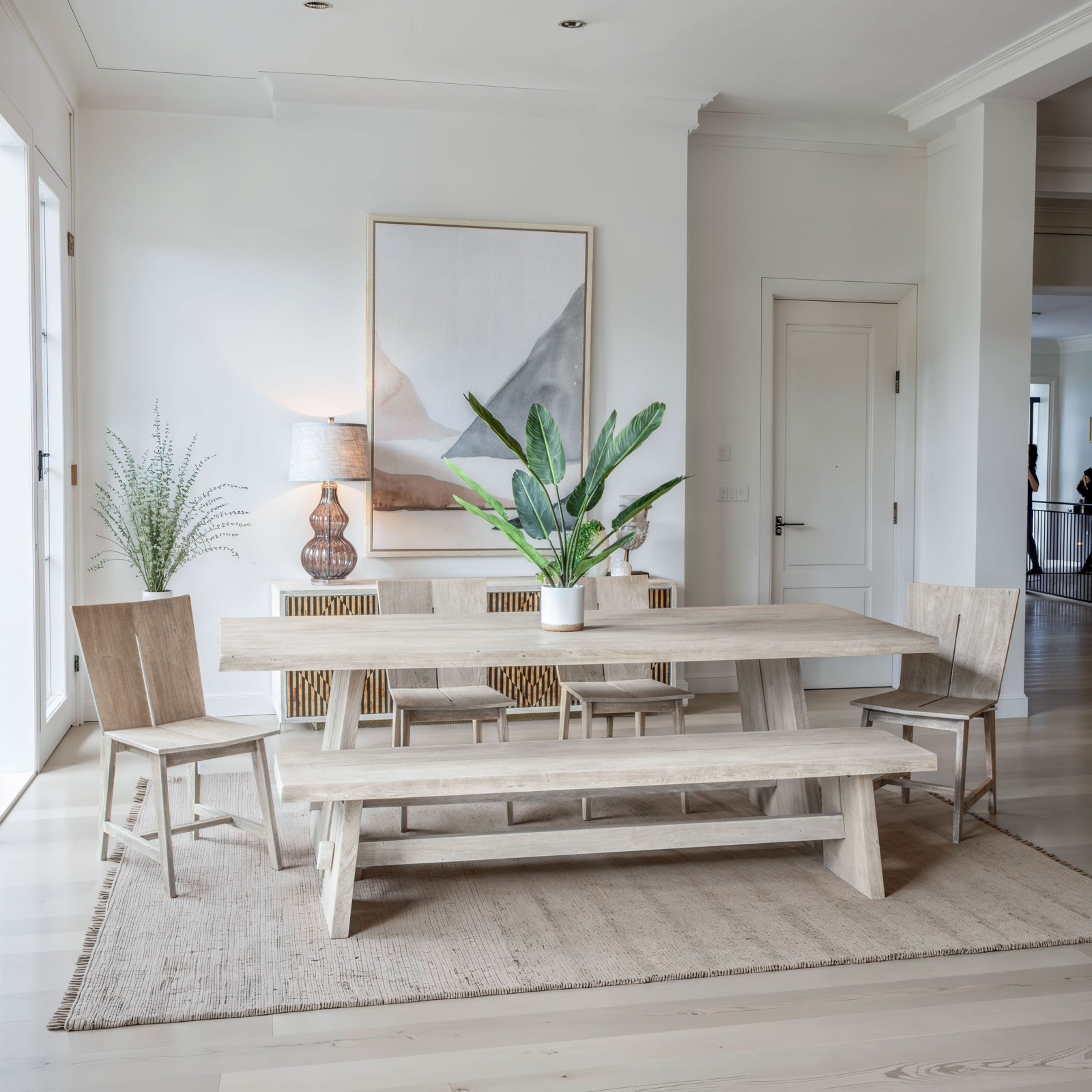 79" Acacia Wood Bench, Beige