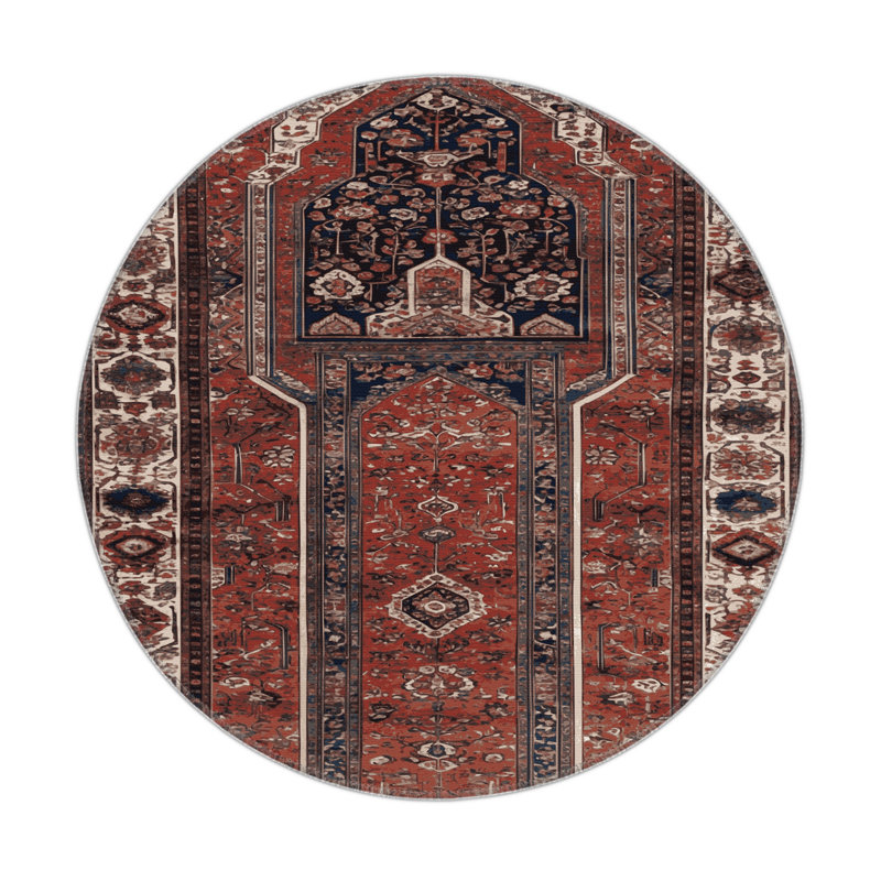 Turkish Brown Indoor and Outdoor Area Rug, Round 5'