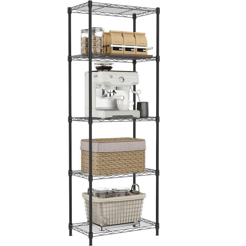 Étagère métallique à 5 niveaux de 45,7 cm (18 po) pour le rangement de la cuisine, du garde-manger, de la salle de bain, de la buanderie, du placard et des petits espaces.