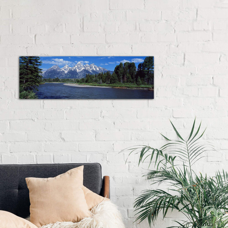 Snake River & Grand Teton Wy Usa 1 Piece Wrapped Canvas Panoramic Wall Art, 121.92 cm H x 40.64 cm W x 3.175 cm D