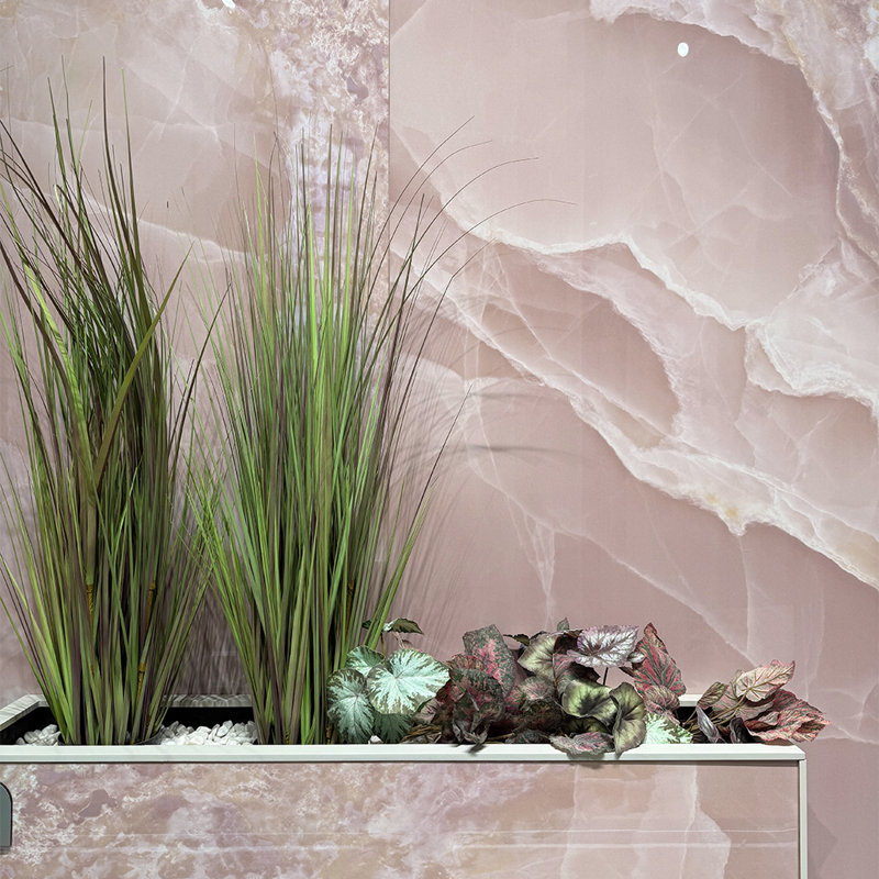Riptide 24" x 48" Onyx Glossy Porcelain Tile, Rose