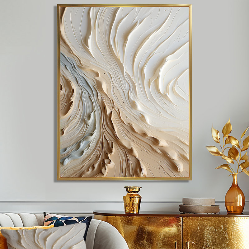 Reproduction d'art sur toile, blanc et or champagne III, H 32 po x l 24 po x P 1 po, Cadre flottant doré