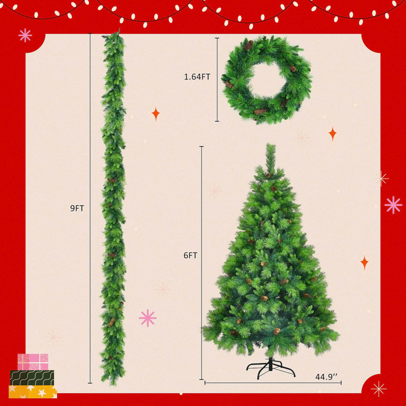 Arbre de Noël artificiel régulier (double) avec aiguilles vertes