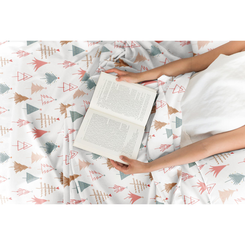 Ensemble de draps de Noël, literie festive, doux et confortable, draps sans plis, Arbres 2