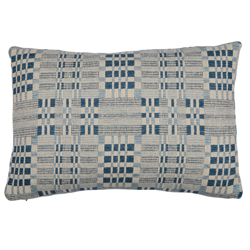 Brimfield Lumbar Pillow, Blue Geometric, 12" H x 18" W