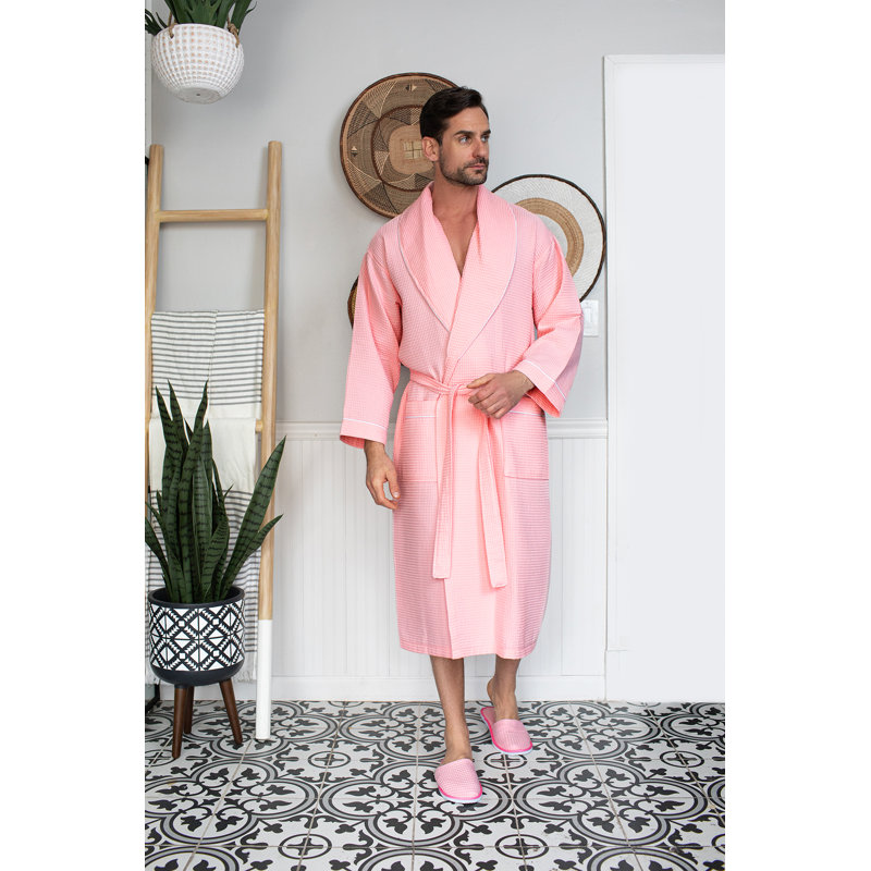Peignoir gaufré LOTUS LINEN - Peignoirs de luxe en coton pour hôtel / spa, TG, Rosé