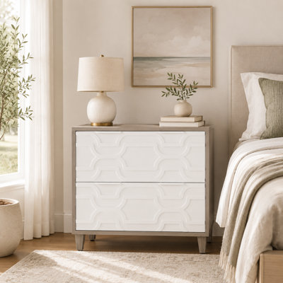 Classeur de chevet en bois à double tiroir, armoire basse pour le rangement de documents de format A4 / lettre / légal, blanc.