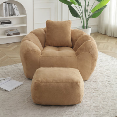 Giant Bean Bag Chair With Footstool For Lounge by Wrought Studio