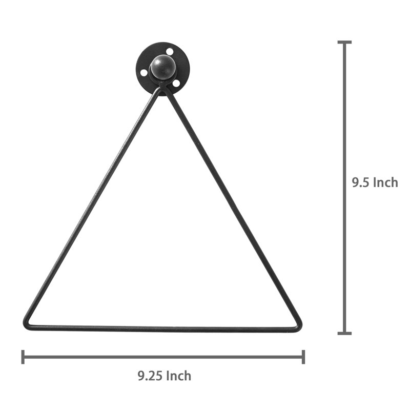 Triangle Metal Wall Mounted Towel Ring, Black