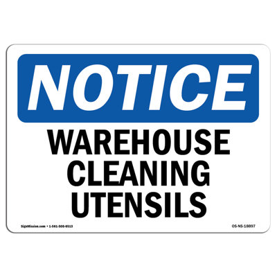Warehouse Cleaning Utensils Sign