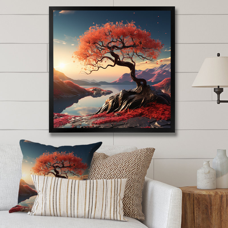 «Maple Tree With Graceful Curves II», reproduction d'art sur toile, H 16 po x l 16 po x P 1 po, Cadre simple noir