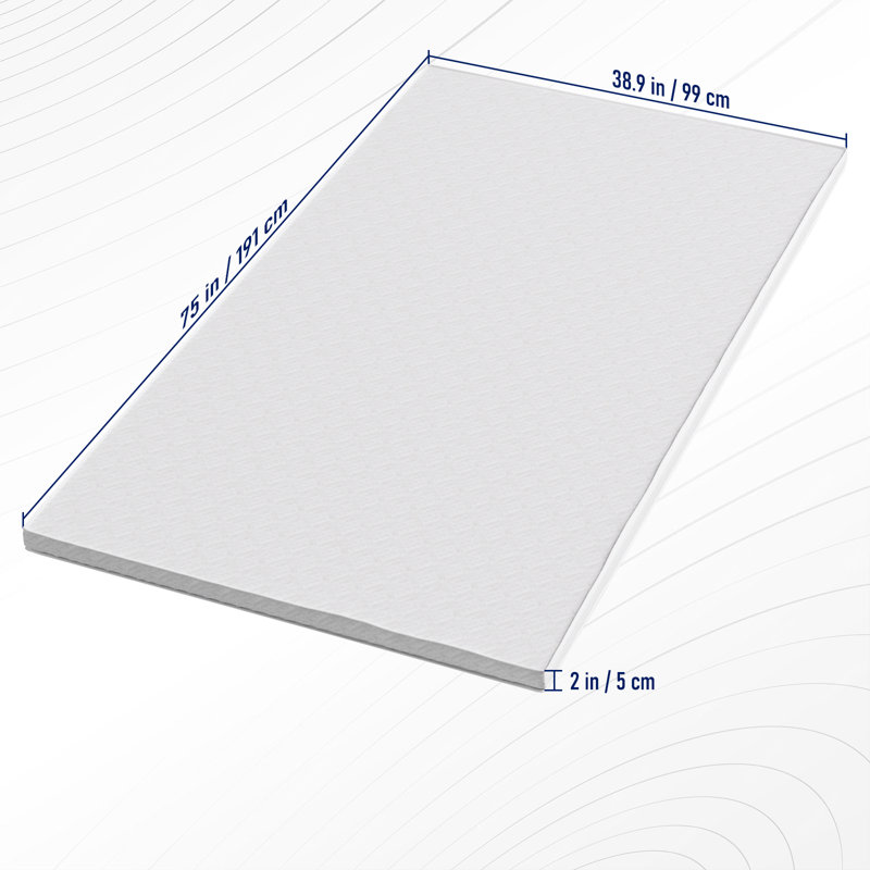 Twin Size 2 Inch Foam Mattress Topper, 28Kg/M³ High Density Foam Bed Topper With Removable White Cover, Twin