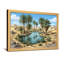 Désert, oasis, palmiers, reflet de l'eau, dunes de sable, ciel bleu-264101189-264101177-264101178