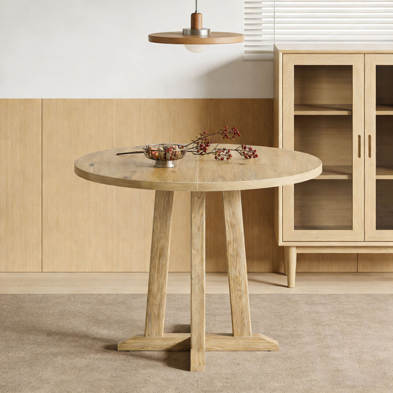 Small Round Dining Table Kitchen Table with Sturdy Base