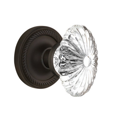 Rosette en corde avec bouton de porte ovale en cristal cannelé