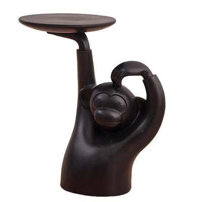 Modern Monkey Side Table Floor Figurine With Gold Tray End Table