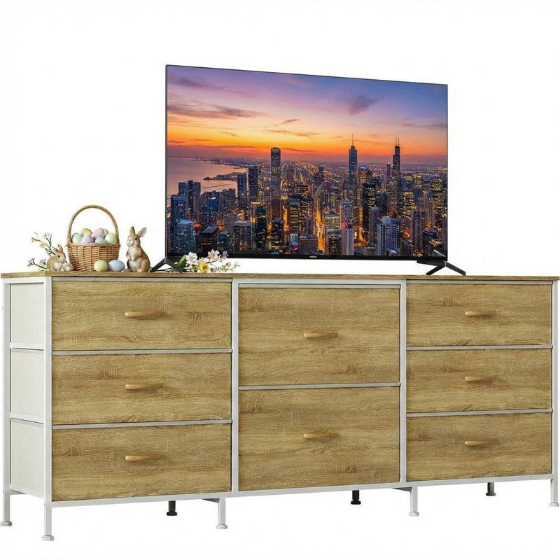 160cm W 8 - Drawer Chest of Drawers, Tan