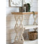 Console 35,5 "x 14" x 32 ", blanc et bois naturel vieilli, console de style champêtre
