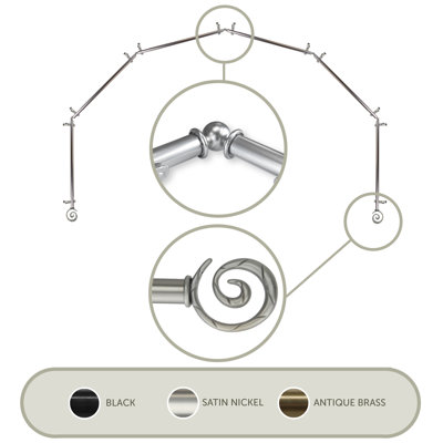 Adjustable 0.81" Bay Window Single Curtain Rod