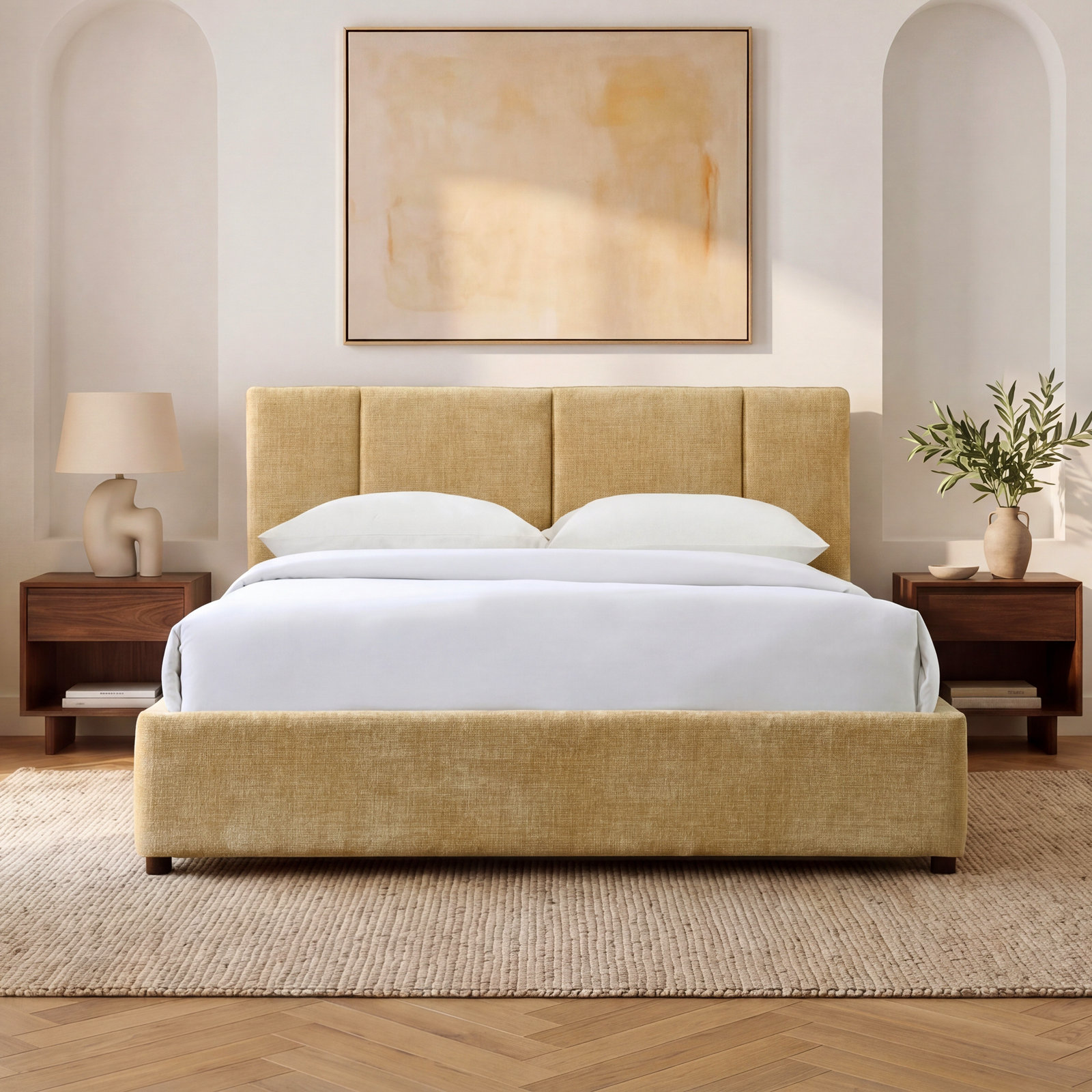 Ruthie Upholstered Bed, Queen, Sand