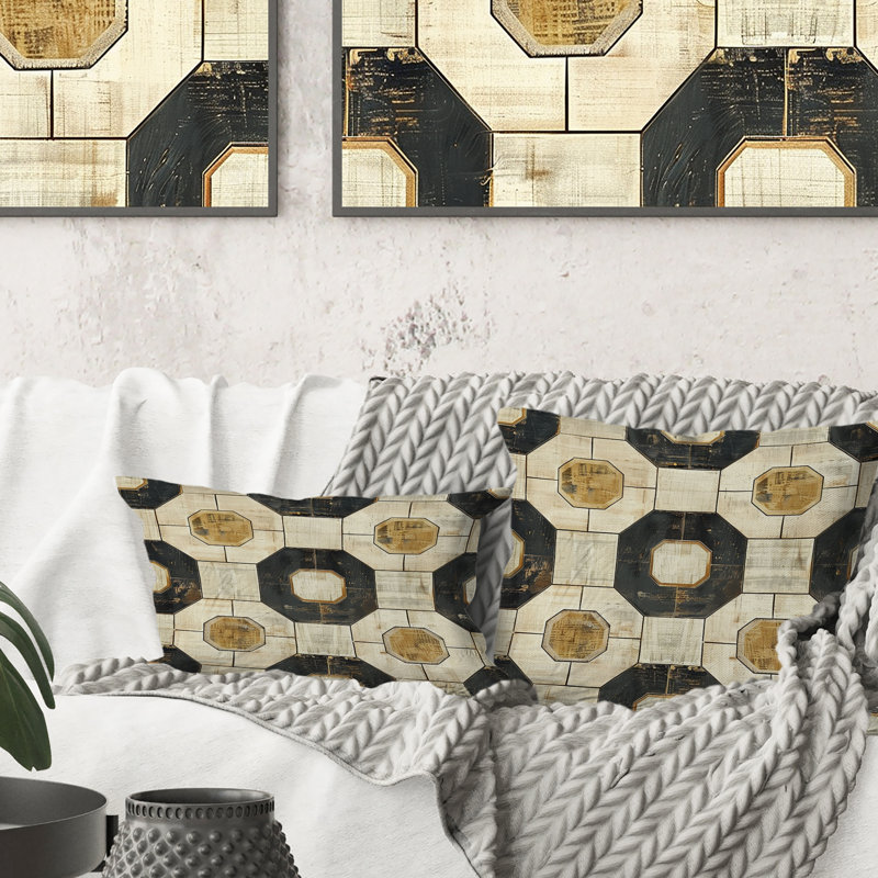 Coussin Beige clair Midcentury II - Midcentury, H 16 po x l 16 po