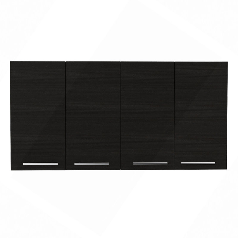 120 Wall Cabinet, Four Doors, Two Cabinets, Two Shelves, Black