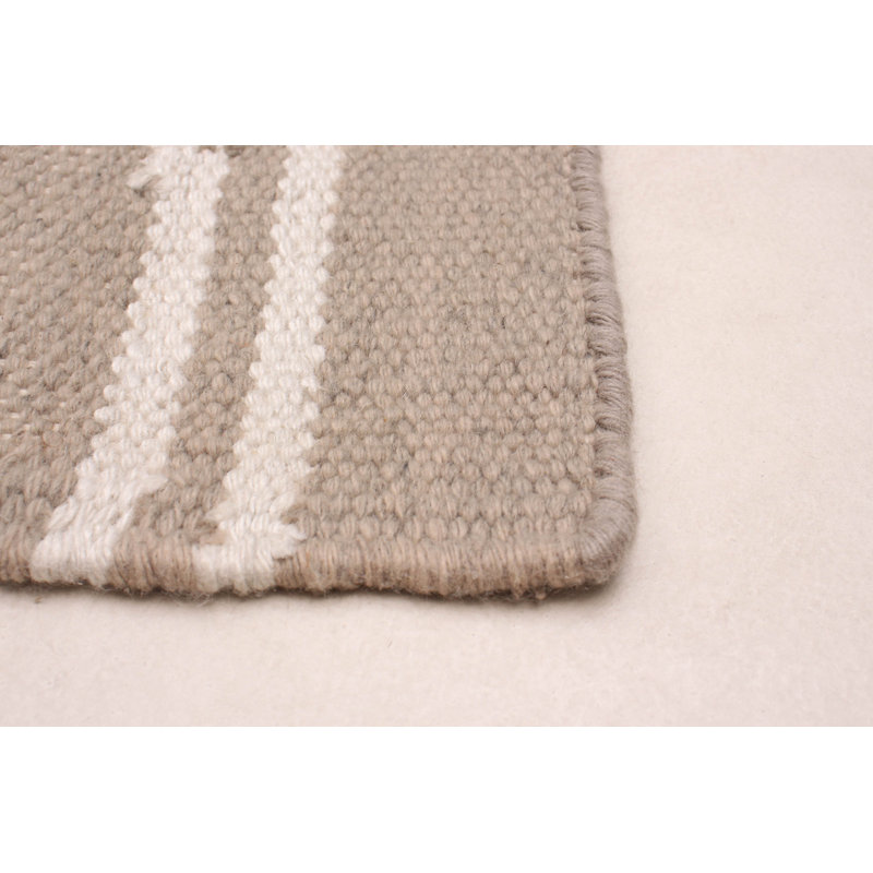 Tapis unique en laine taupe 5 pi x 8 pi Hrishik