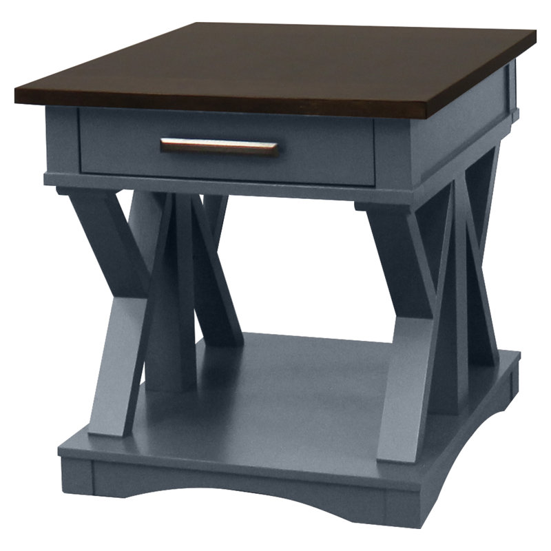 Bankhead End Table with Storage, Sable Top/Denim Base
