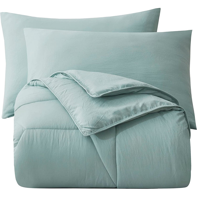 Aqua Twin Honeycomb Quilted Microfiber Comforter Set