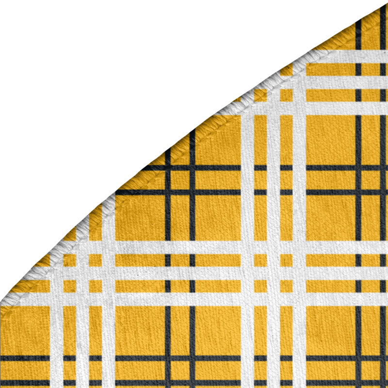 Tapis jaune à carreaux, Rond 5 pi
