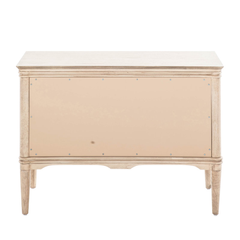 Linnea 2 - Drawer Solid Wood Nightstand in Brushed Blonde Natural/Antique Bronze