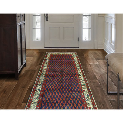 Pinttu One-of-a-Kind 3'8" X 8'9" 1980s Runner Wool Area Rug Burgundy