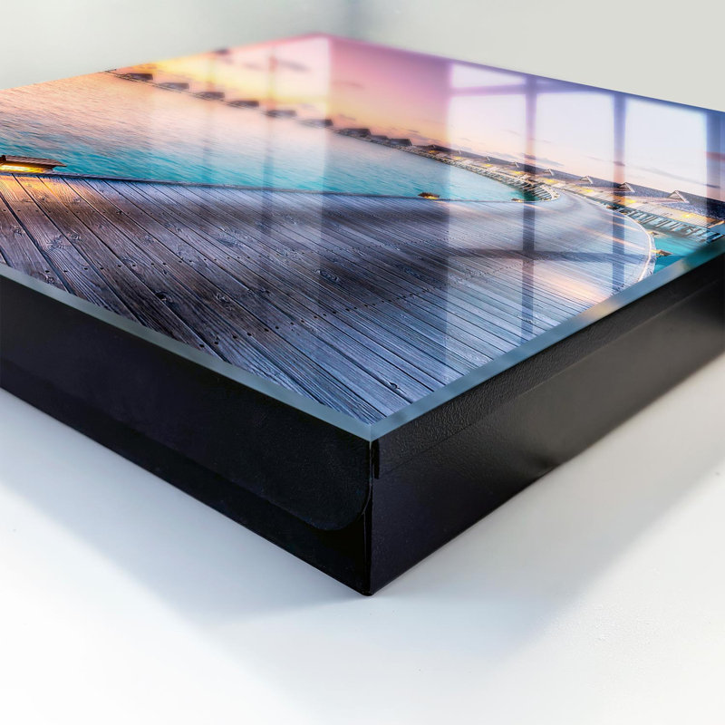 Key box, Opens to the right, 30x30x5, Black, Sunset over the water houses, 