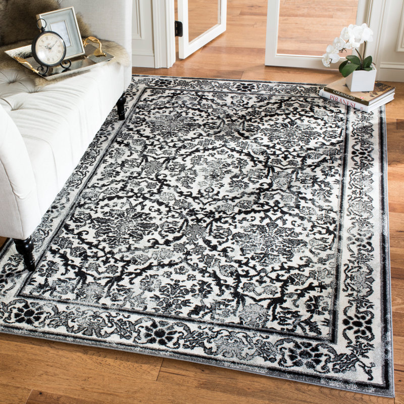 Tapis oriental ivoire / gris Alessia, Rectangle 6 pi 7 po x 9 pi