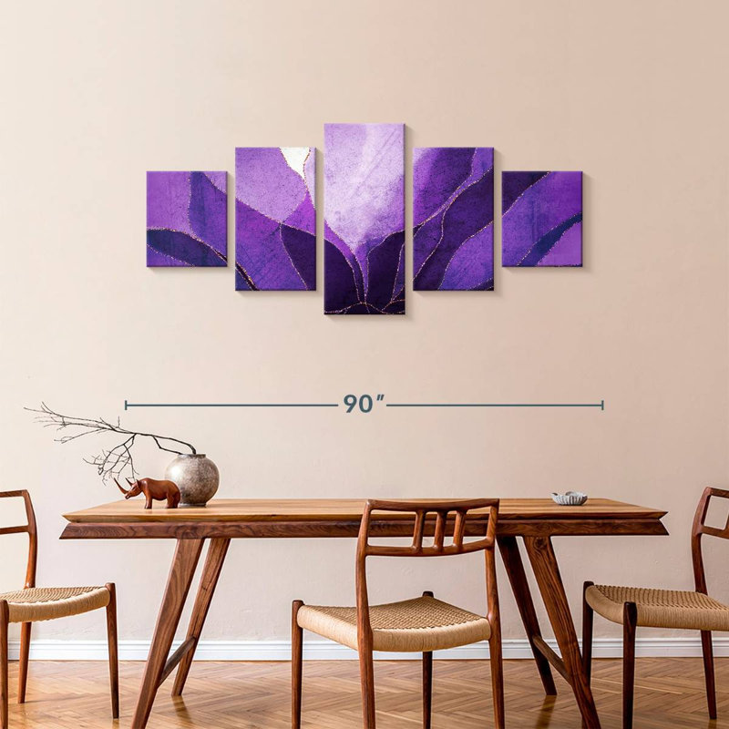 Fleur abstraite mauve, H 36 po x l 80 po