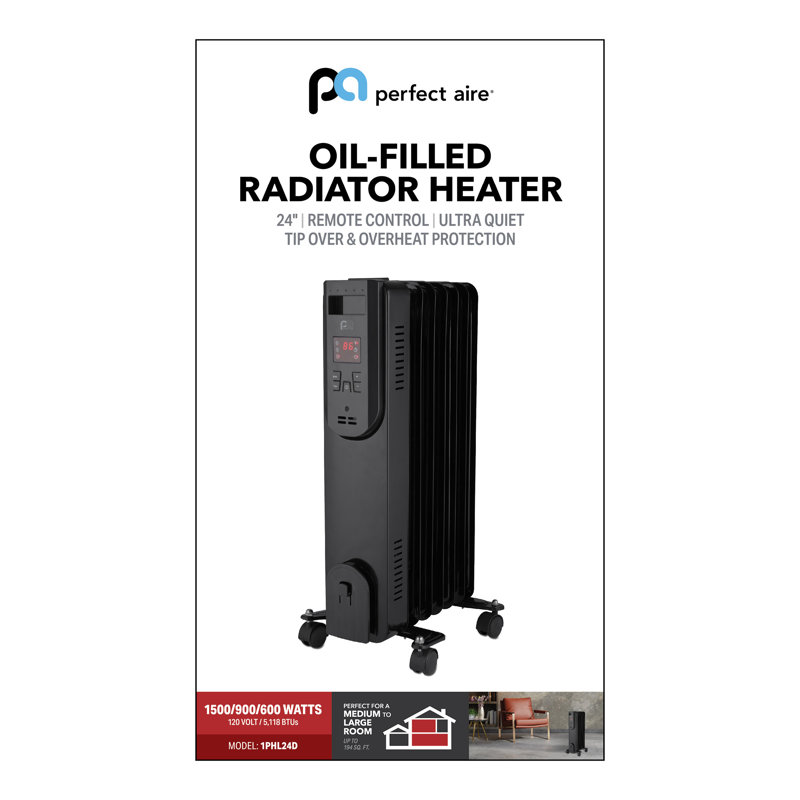 Perfect Aire 5118 BTU Electric Radiator Space Heater with Adjustable Thermostat