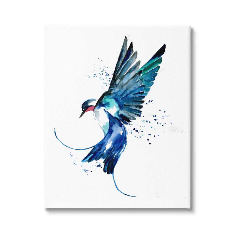 «Blue Bird Flying Wings», art mural par Sebastian Grafmann, H 20 po x l 16 po x P 1,5 po