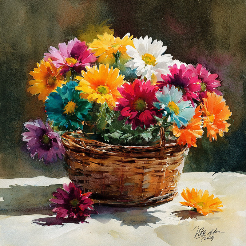 «Garden Basket», art mural sur toile tendue, H 40 po x l 40 po x P 1,5 po
