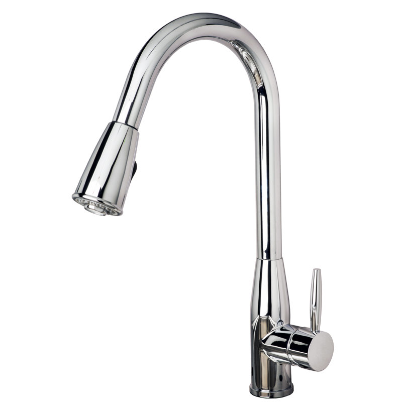 Robinet de cuisine extractible à poignée simple, Avec distributeur de savon, Plaqué chrome