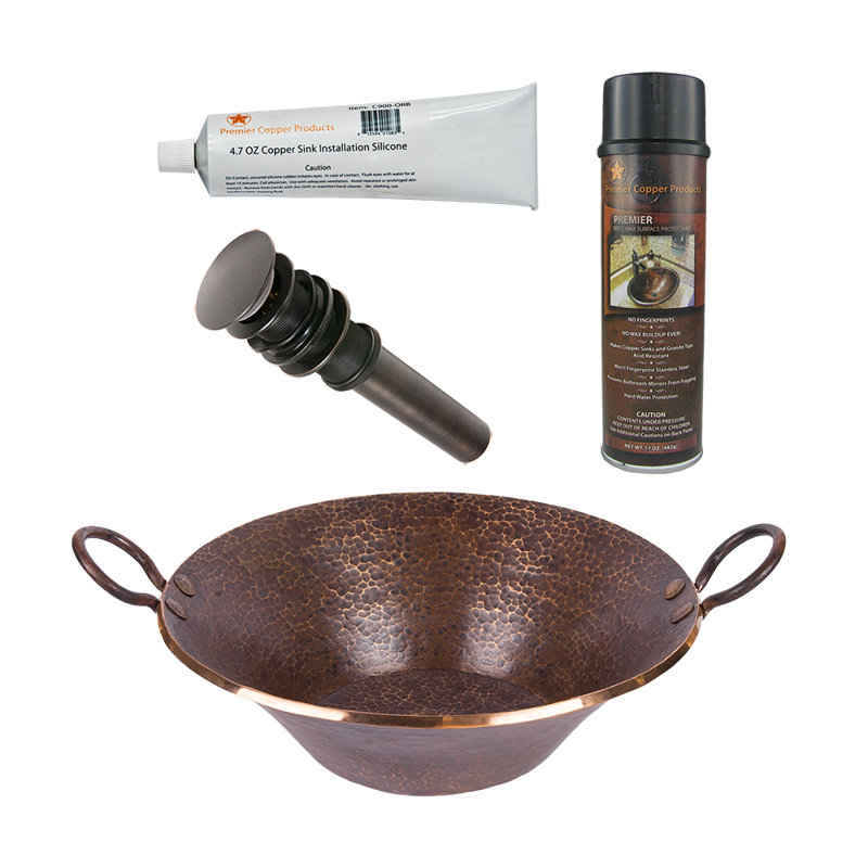 Premier Copper Products BSP5_PVMPDB-P Bathroom Sink And Drain Package
