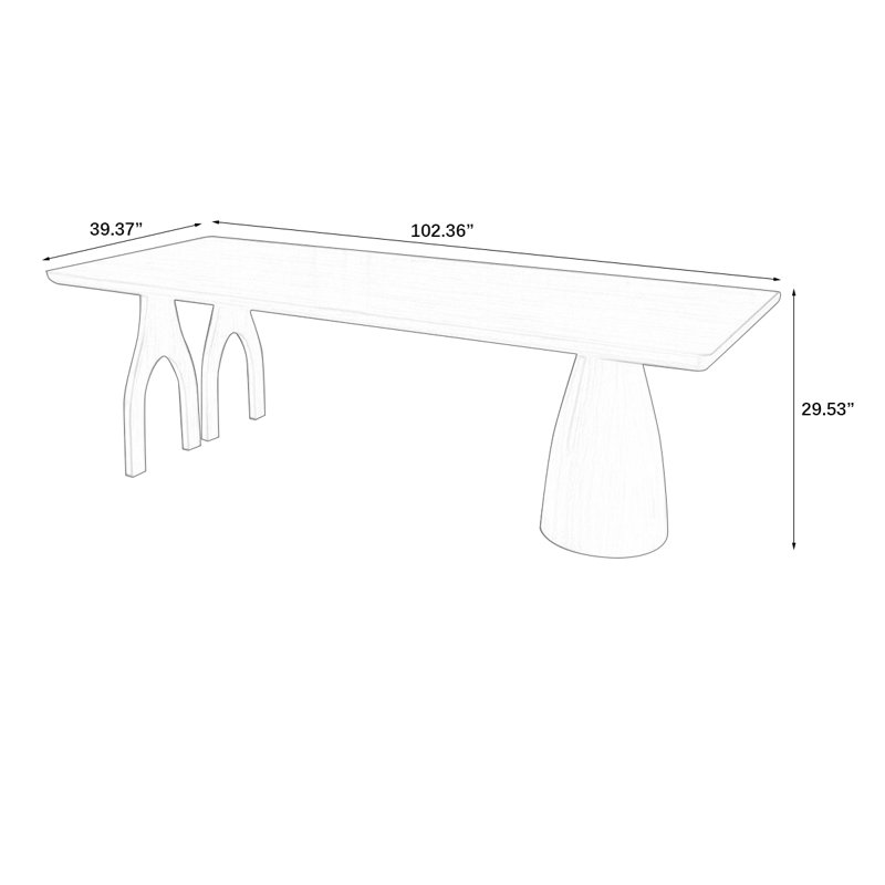 Burlywood Rectangular Solid Wood Butterfly Leaf  Dining Table, 29.53"H x 102.36"L x 39.37"W