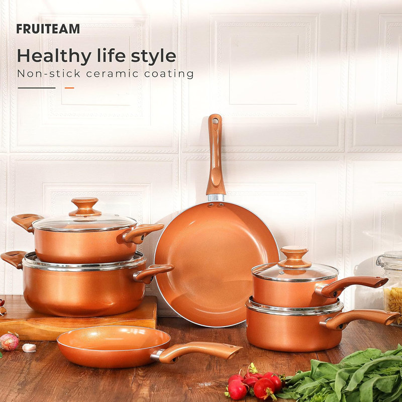 10-Piece Copper Non-Stick Aluminum Cookware Set
