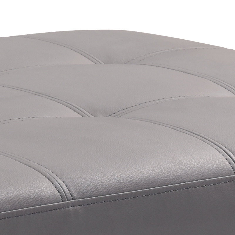 Repose-pieds standard capitonné de 56 po de large Mraz, Similicuir gris