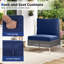Ensemble de meubles de patio 3 pièces avec table basse en verre trempé et coussins de siège souples bleu marine