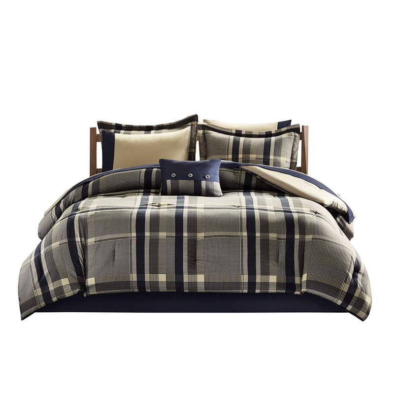 Twin Plaid Comforter And Sheet - Modern Style, Bed Sheets With Quality Construction, Machine Washable