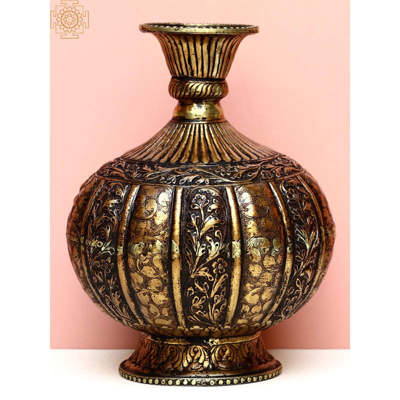 Vase de table en cuivre pur fabriqué à la main 11 po