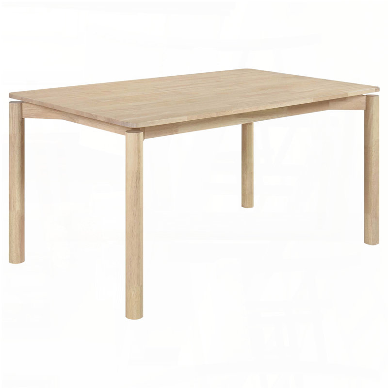 Table de salle à manger rectangulaire en bois massif blanc délavé