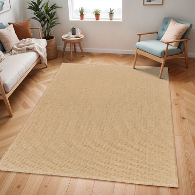 Brown Modern Rug, Chequered Easy to Clean Rug For Living Room, Dining Room, Bedroom, Kitchen