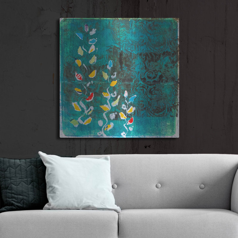 Red Barrel Studio® «Aqua Blooms» par St. Hilaire Elizabeth, art mural en métal